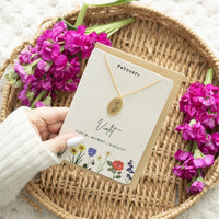 Birth Flower Necklace with Greeting Card