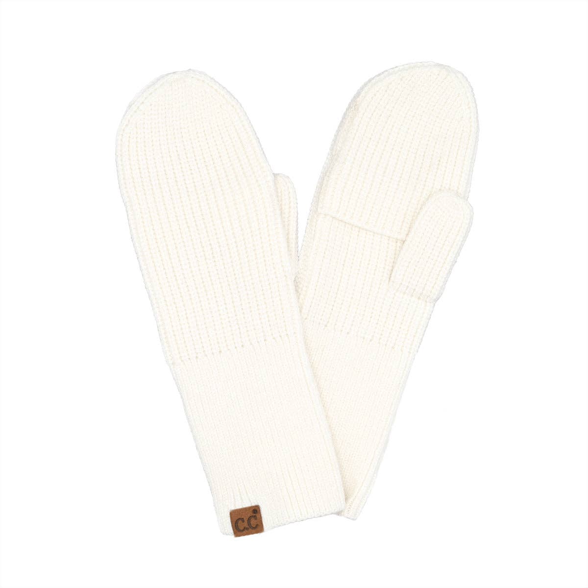 Open Slit C.C Mittens- Ivory