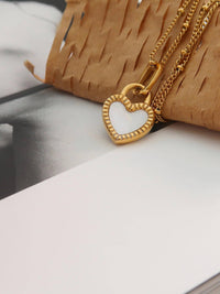 Kylie Non-Tarnish Double-Sided Black & White Heart Necklace