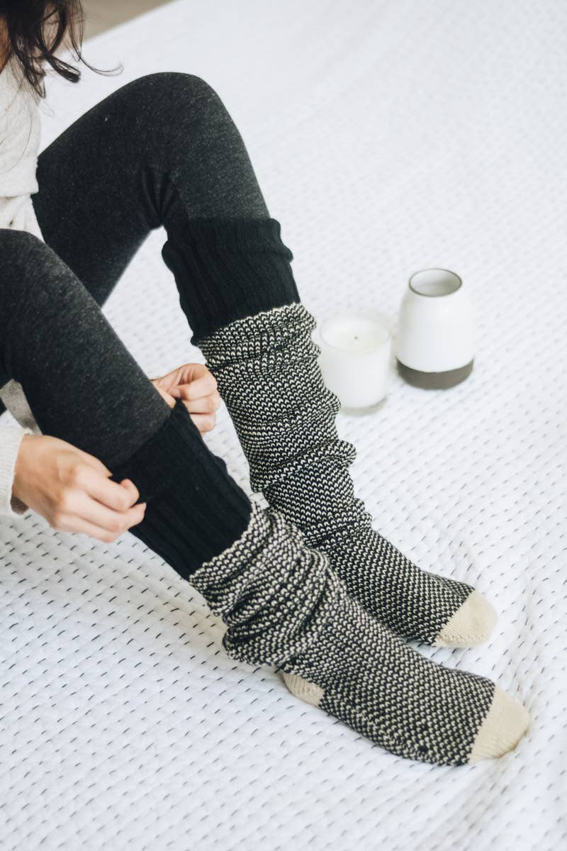 Warm & Soft Open Work Knit Lounge Socks