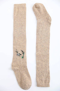 Hummingbird Motif Knee Socks - Soft Wool Blend