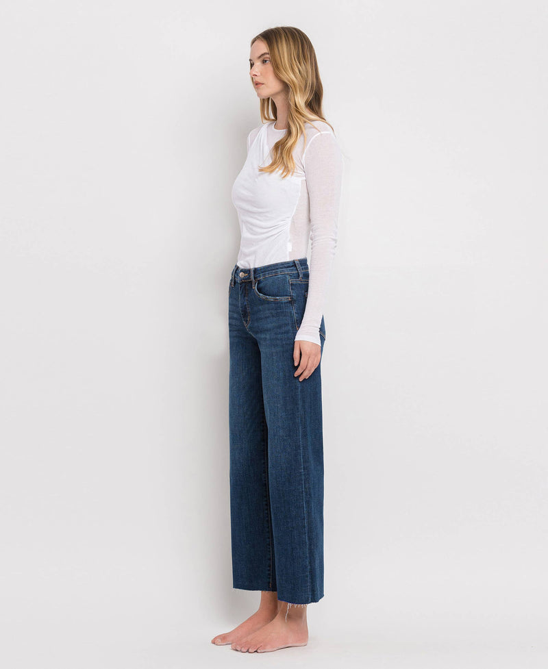 TUMMY CONTROL MID RISE WIDE LEG JEANS