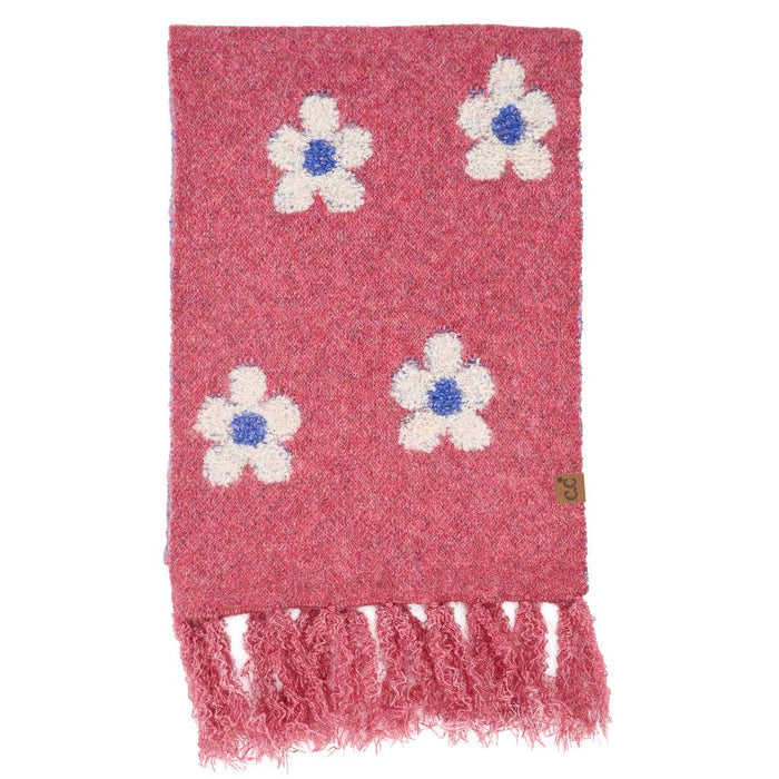 Daisy Pattern C.C Scarf - Heather Red