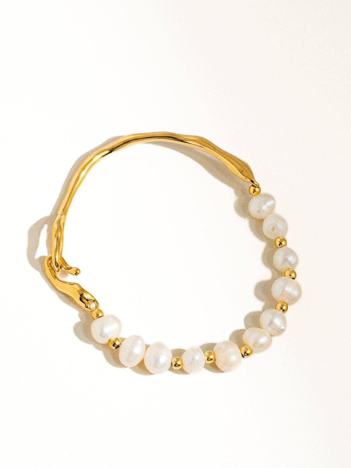 Olivia Gold Non-Tarnish Natural Pearl Gold Bracelet