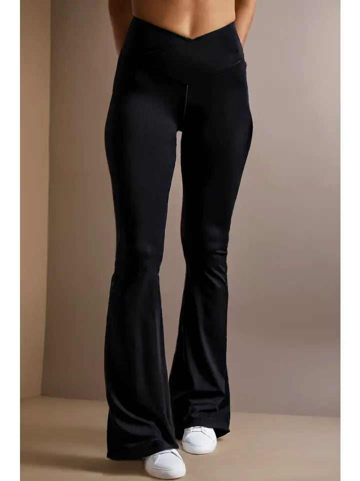 V Crossover High Waist Flared Leggings