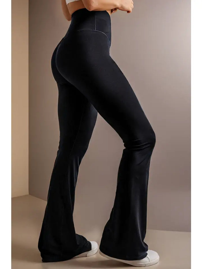 V Crossover High Waist Flared Leggings