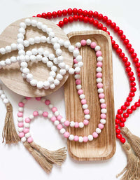 Eco-friendly Red Wood Bead Garland with Tassels