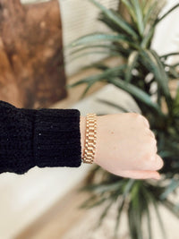 Gold Watch Band Textured Stretch Bracelet