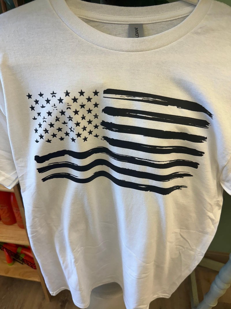 US Flag Unisex White T-shirt