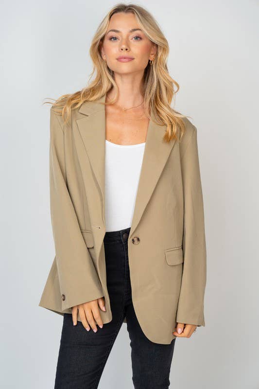 Long Sleeve Solid Woven Blazer