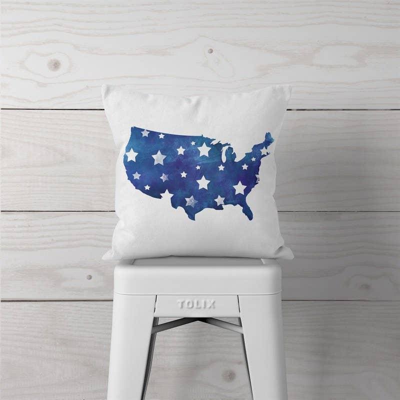 Watercolor Blue Map w Stars