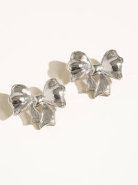 Glint Silver Glitter Bow Earring