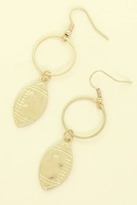 Football Small Hoop Dangle Charmed Earrings