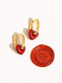 Lilou 18K Gold Red Heart Chain Earring