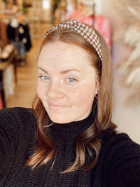 Brown Gingham Headband