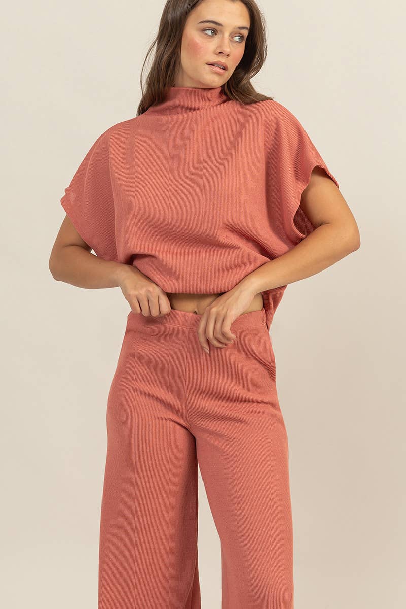 Salmon Cap Sleeve Top and Pants Set