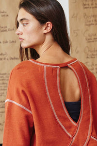 Overlap Open Back Oversize Fit Reverse Stitched Top