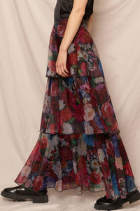 Floral Tiered Faari Maxi Skirt