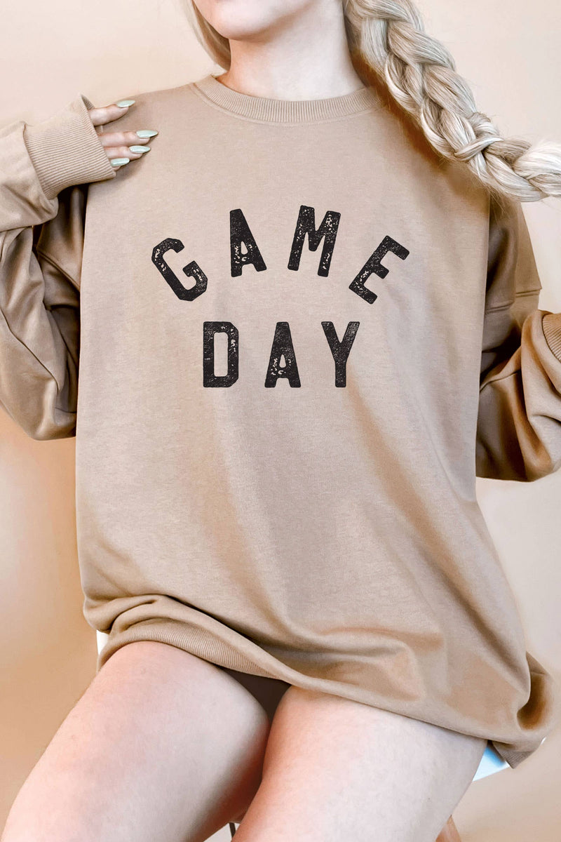 Tan Game Day Puff Oversize Graphic Terry Sweatshirt