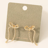 Pave Metallic Ribbon Bow Stud Earrings