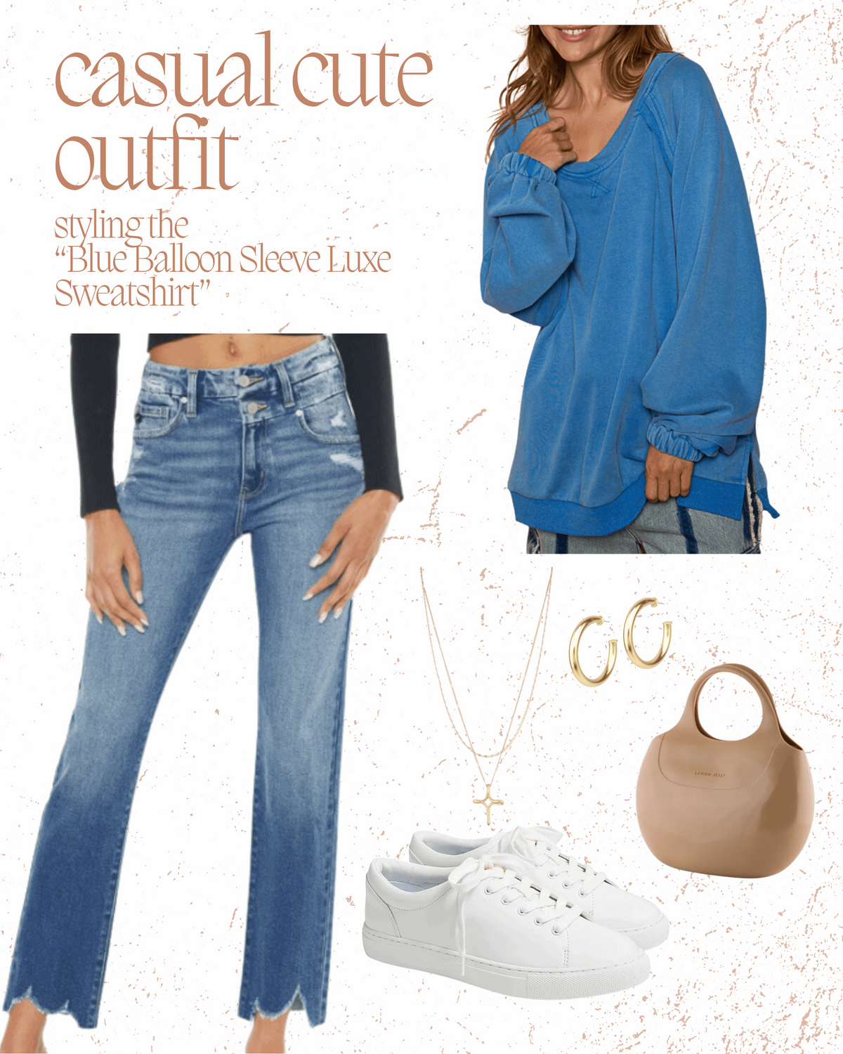 Blue Balloon Sleeve Luxe Sweatshirt