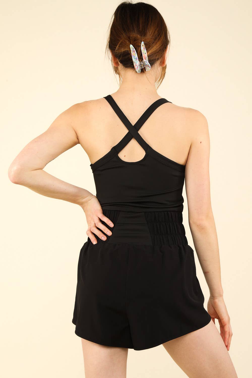 Solid Activewear Romper W/ Panty Lining