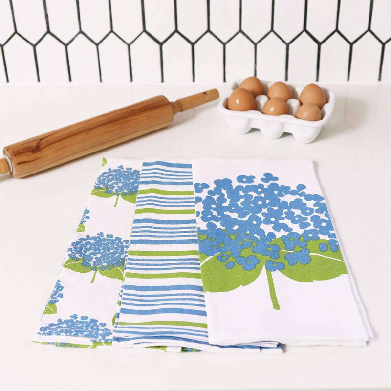 HYDRANGEA Cotton Kitchen Towels, Set of 3