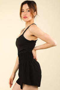 Solid Activewear Romper W/ Panty Lining