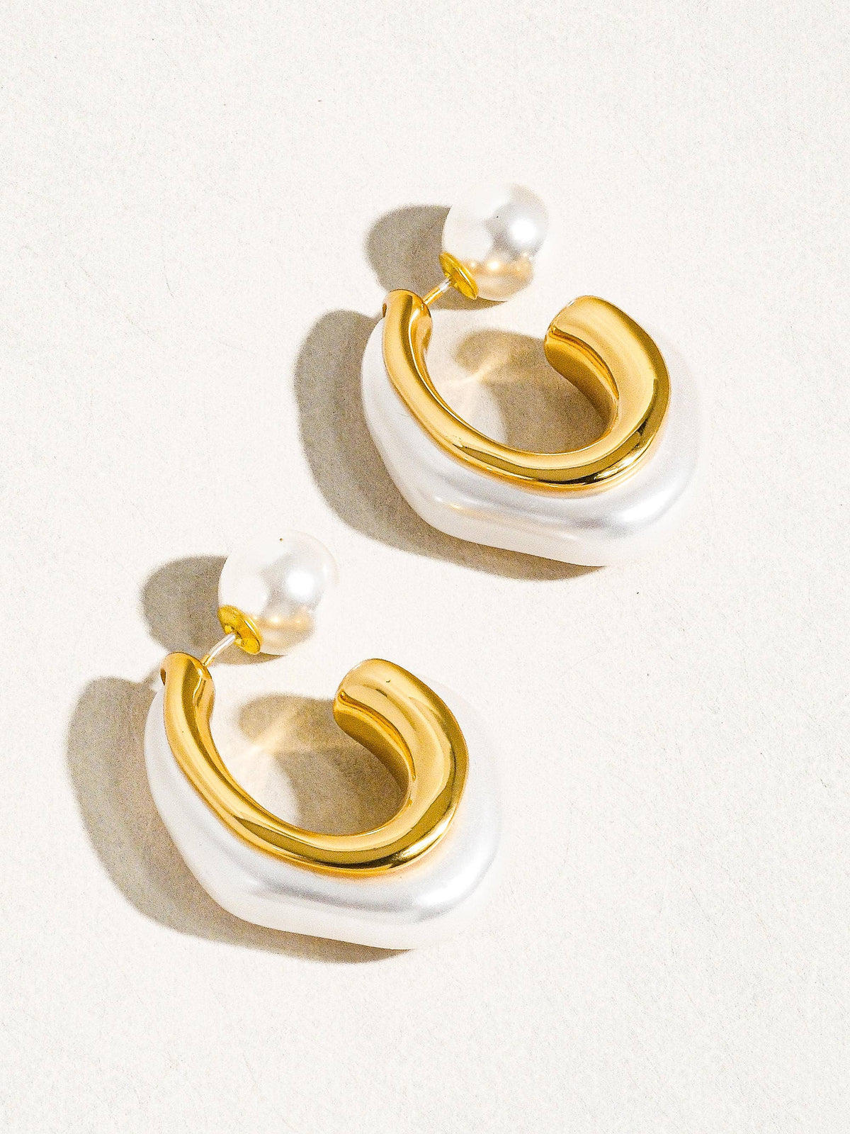 Kinsley 18K Gold Classic Pearl C Hoop Earring