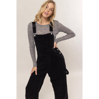 Black Washed Corduroy Overalls