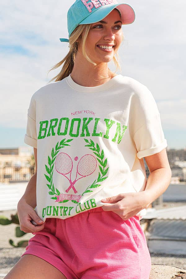 Brooklyn Round Neck Oversized Pickleball Tee