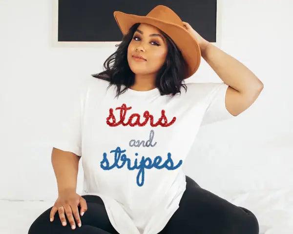 Stars and Stripes Graphic T-shirt - Plus Size