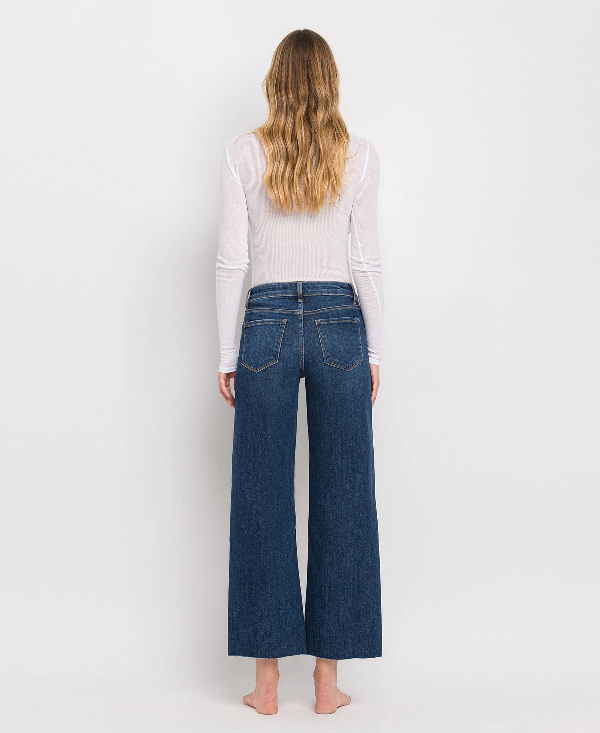 TUMMY CONTROL MID RISE WIDE LEG JEANS