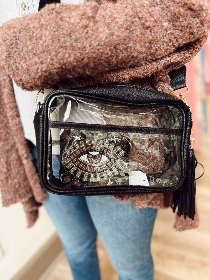 Black and Gold Eye Beaded Coin Purse