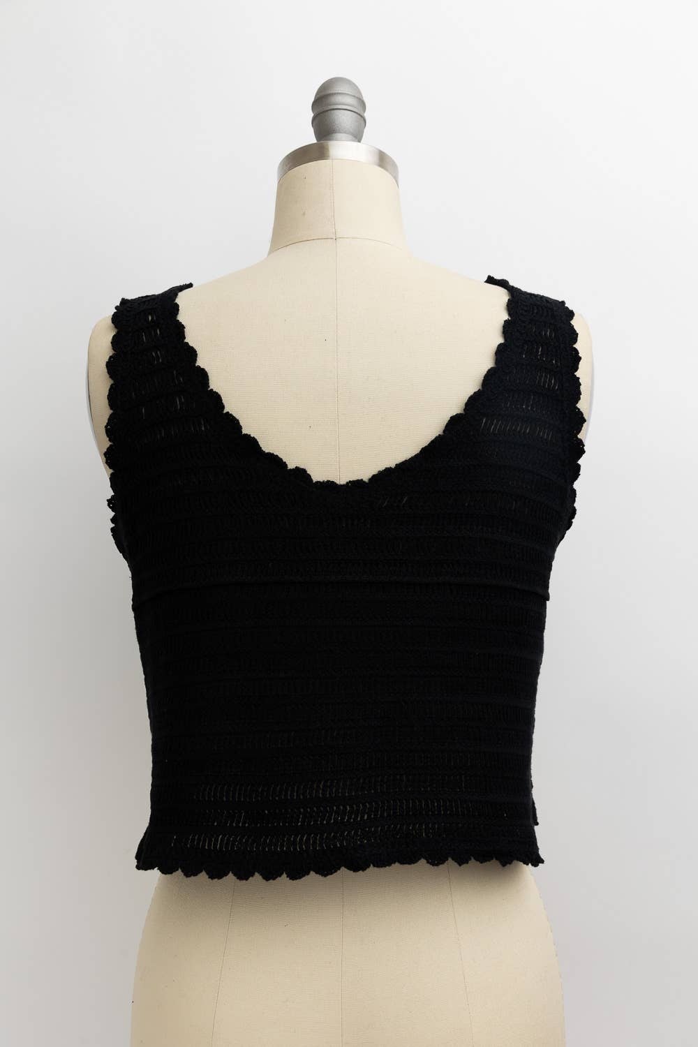 crochet style black boho tank top back side
