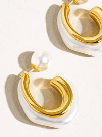 Kinsley 18K Gold Classic Pearl C Hoop Earring