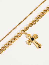 Ares 18K Gold Layered Cross chain Bracelet