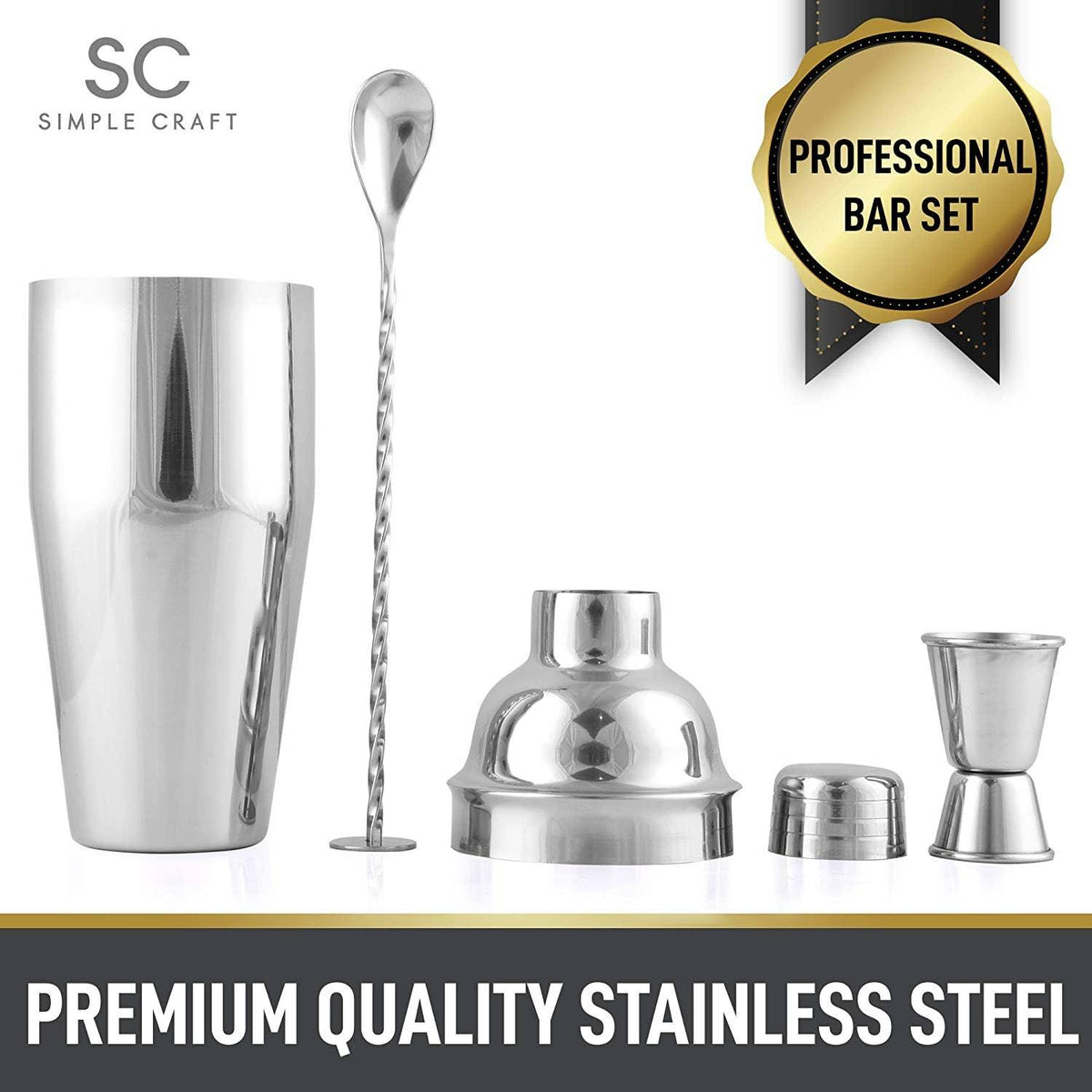 Stainless Steel 24 oz Cocktail Shaker with Strainer