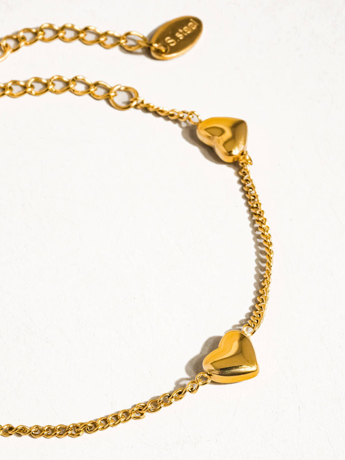 Vivre 18K Gold Non-Tarnish Petite Heart Bracelet, Necklace