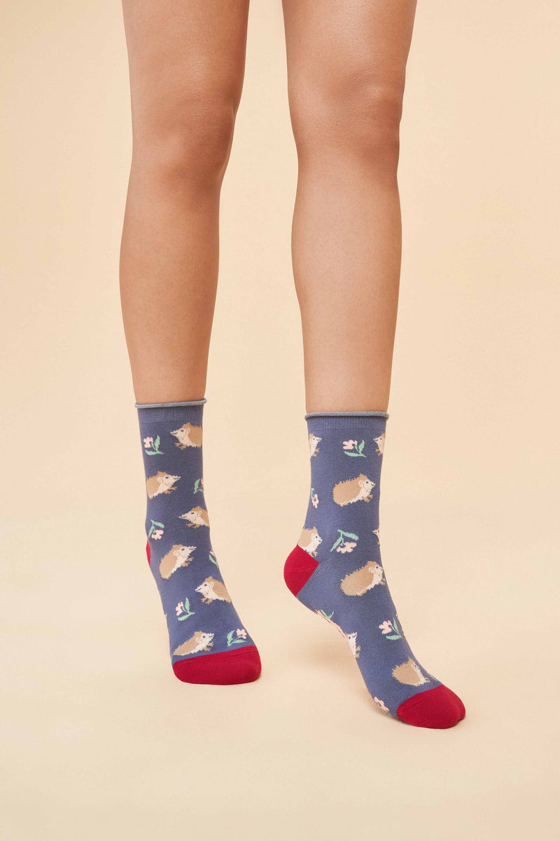 Snuffling Hedgehogs Ankle Socks - Navy