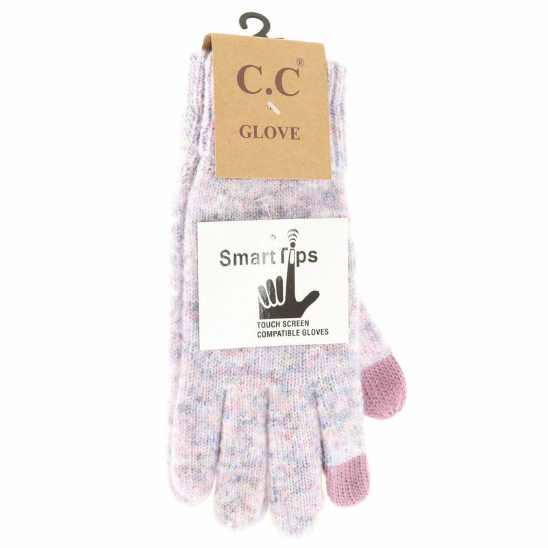 Soft Ribbed Knit Glove Lavender Multi