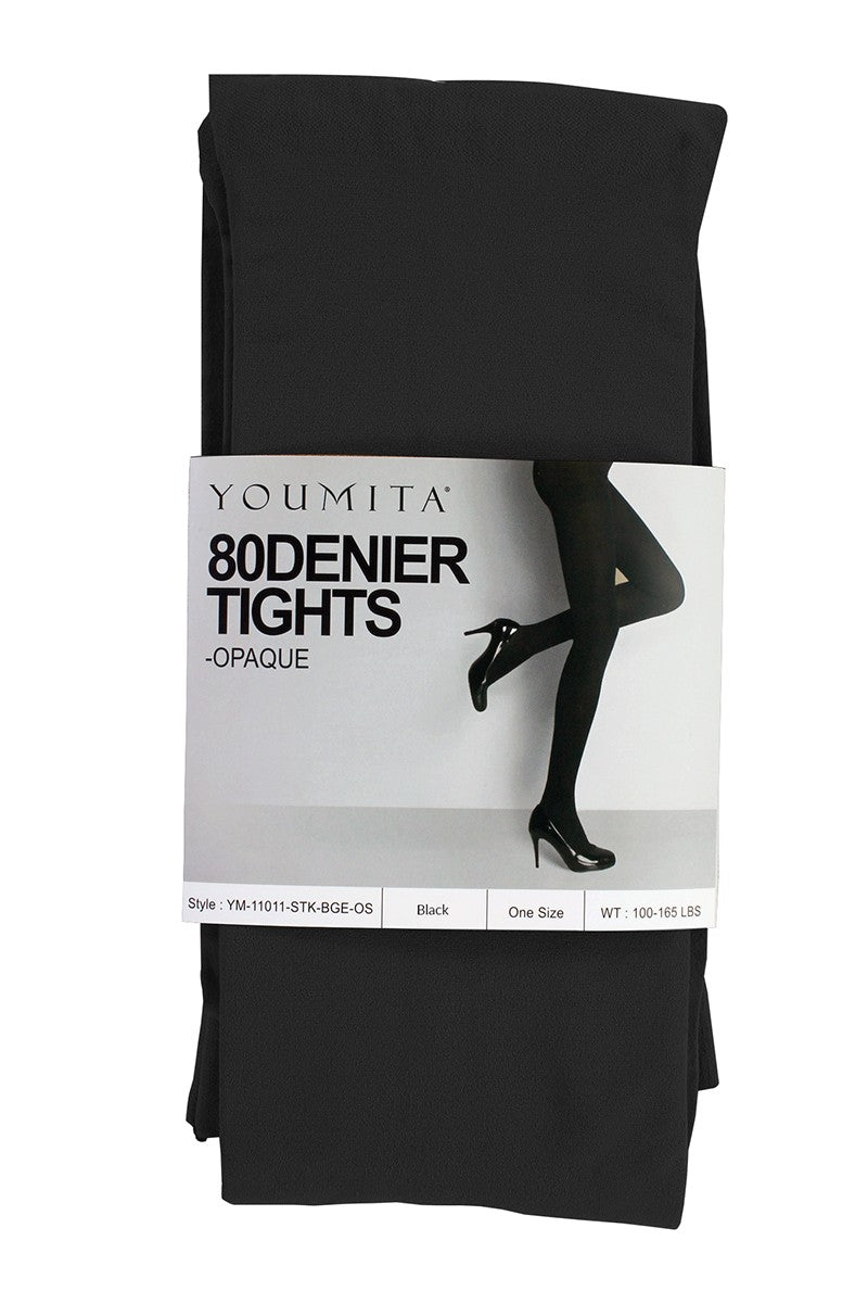 Non-run Opaque Tights with Non-binding Waistband