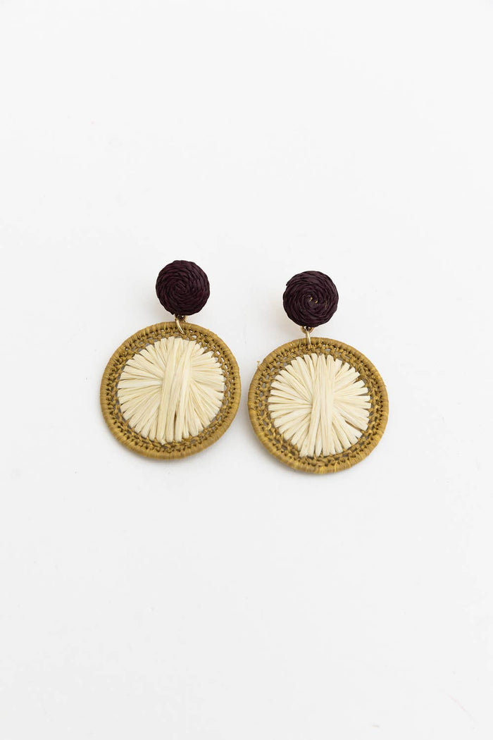 Earthy Chic Raffia Earrings on white backround