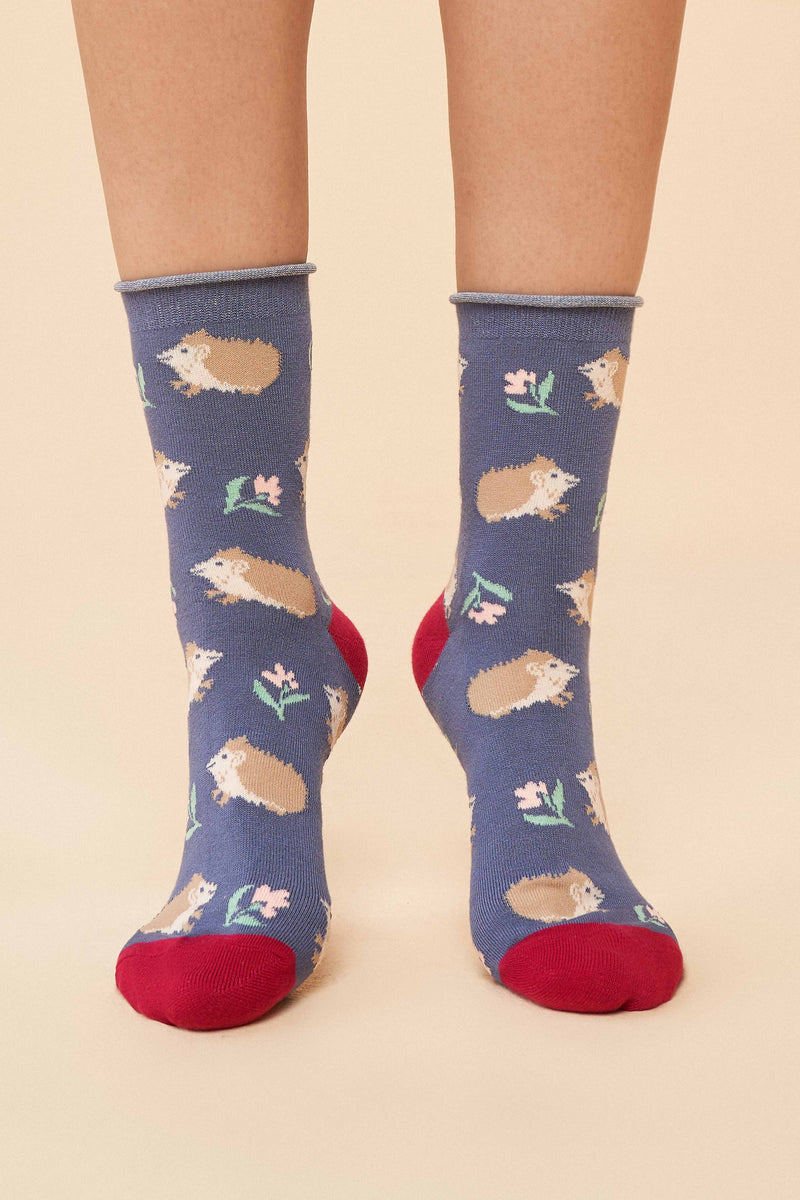 Snuffling Hedgehogs Ankle Socks - Navy