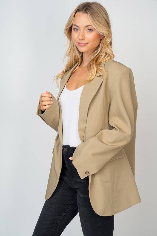 Long Sleeve Solid Woven Blazer