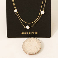 Gold Dipped Pearl Station Beads Necklace