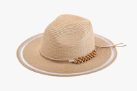 HAT2315 Flynn Striped Brim Sun Hat w/ Beaded Trim