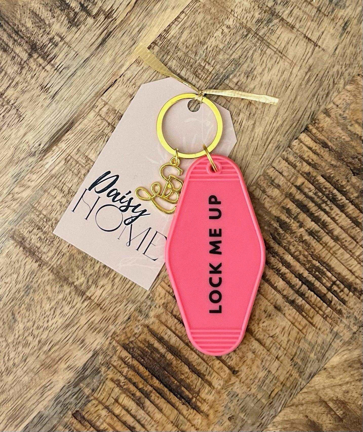 Coral Lock Me Up Vintage Motel Keychain