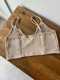 Heather Beige Smocked Triangle Bralette