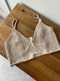 Heather Beige Smocked Triangle Bralette